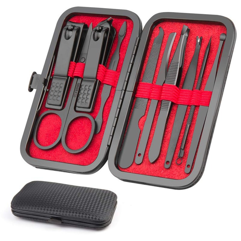 OKOMER Nail Clippers Set and Manicure Set - Professional Stainless Steel Nail Kit, Manicure Kit, Nail Care Kit with Travel Case, File, Tweezers, Grooming Kit - Ideal Gift for Women and Men (10PCS) by OKOM - Image 1
